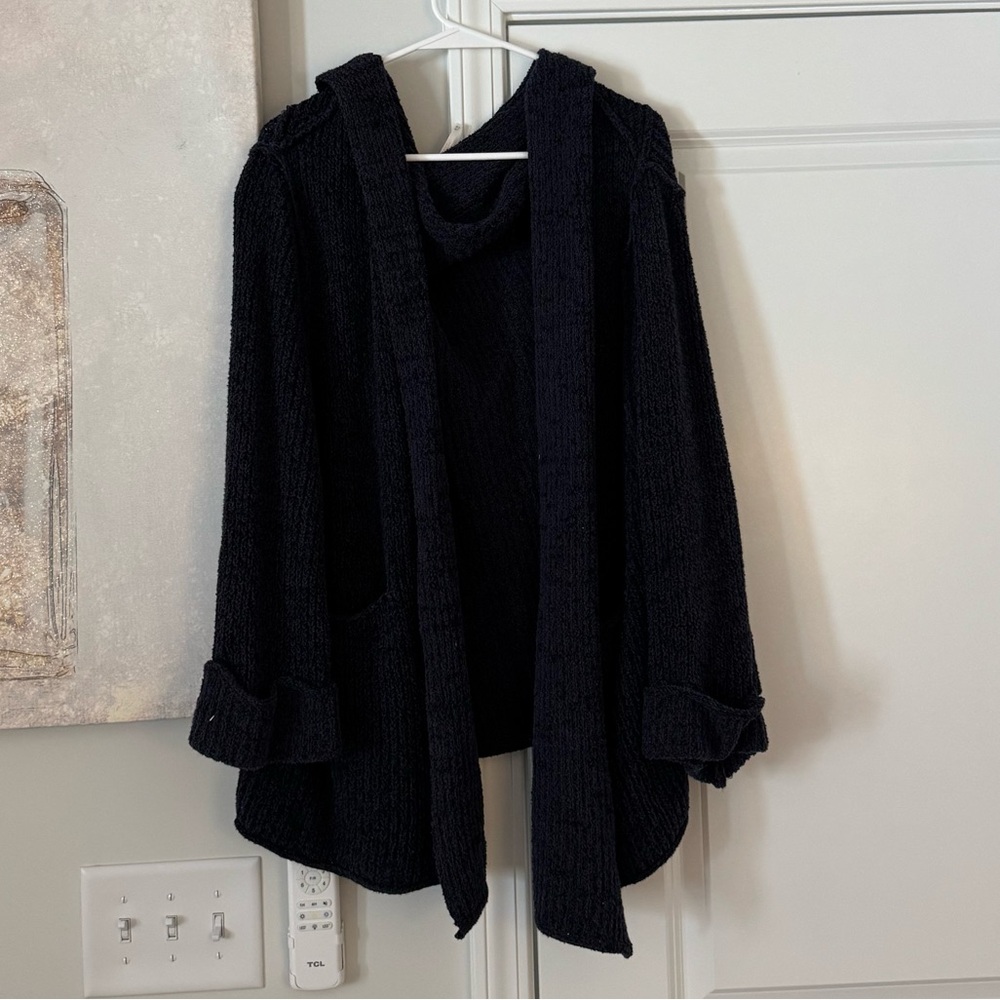 Free People Charcoal Textured Oversized Cardigan
